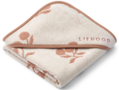 Liewood peach sea shell garnindfarvet hooded babyhåndklæde Alba